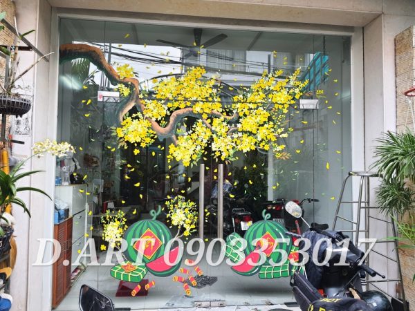 Vẽ Tranh Kính Tết Cành Mai 2024